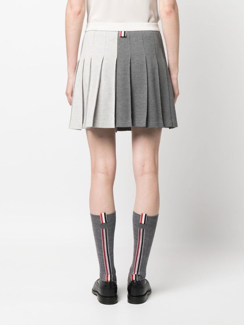 Grey Two-tone Pleated Skirt