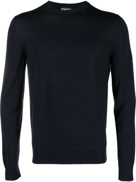 Blue Fine-knit Wool Sweater