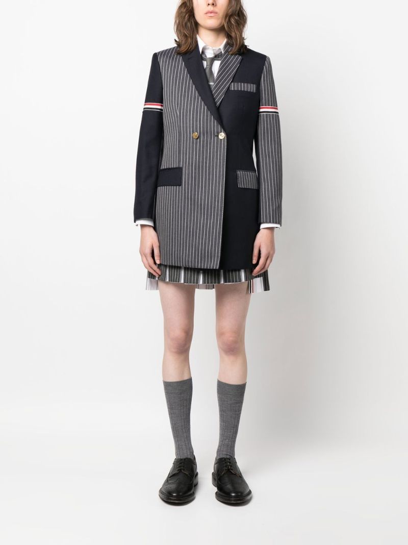 Grey Pinstripe Pleated Mini Skirt