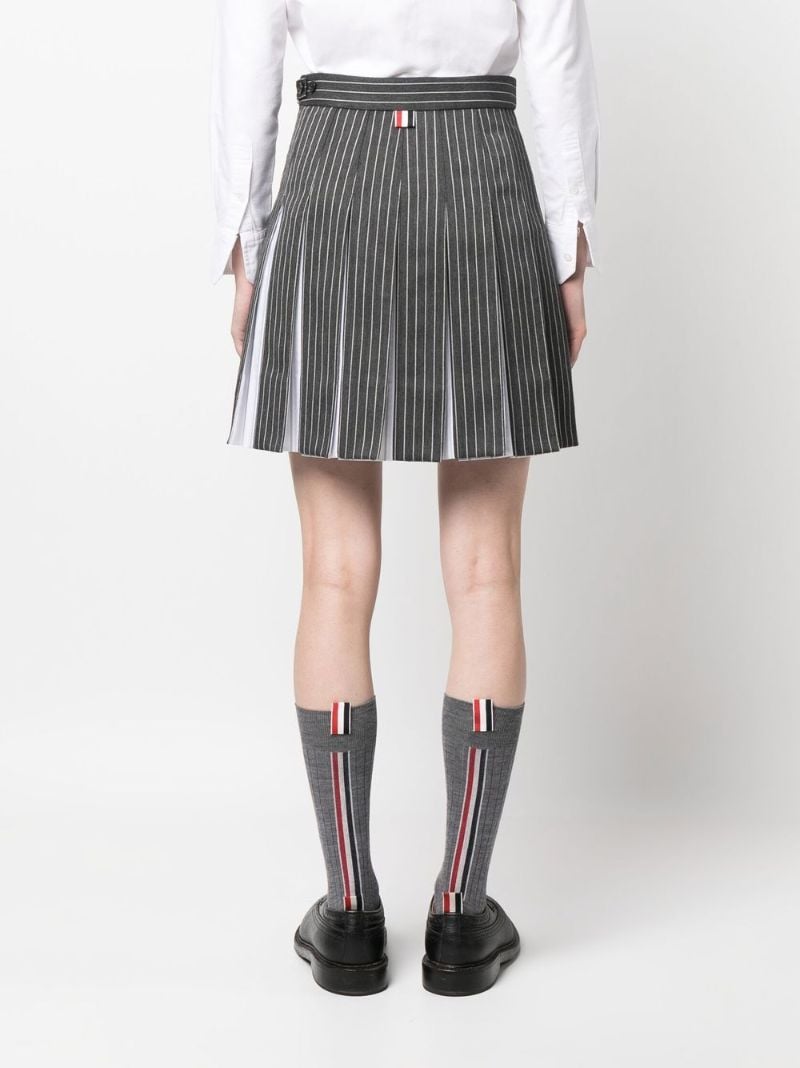 Grey Pinstripe Pleated Mini Skirt