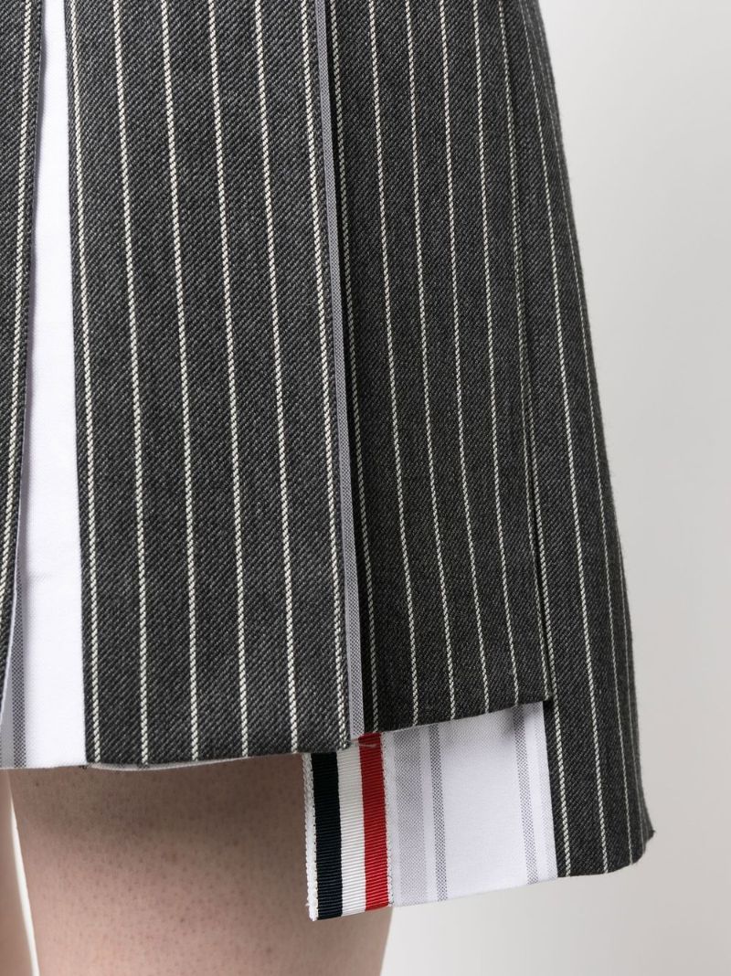 Grey Pinstripe Pleated Mini Skirt
