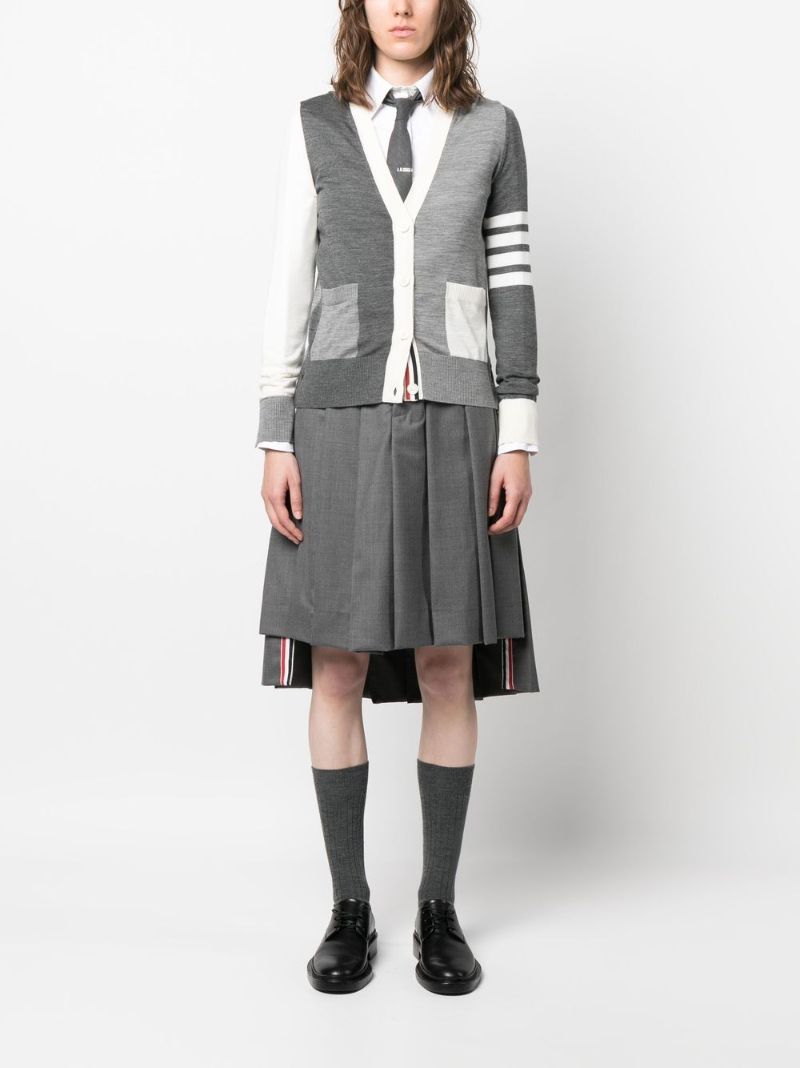 Grey 4-bar Colourblock Wool Cardigan