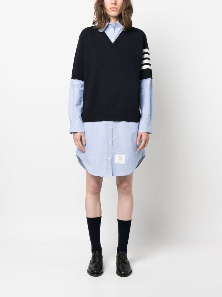 Blue Layered Cotton Shirt Dress