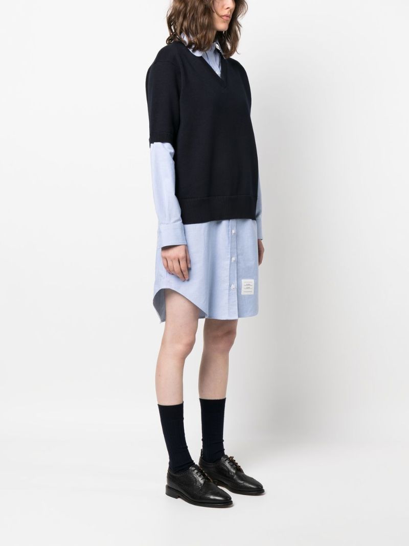 Blue Layered Cotton Shirt Dress