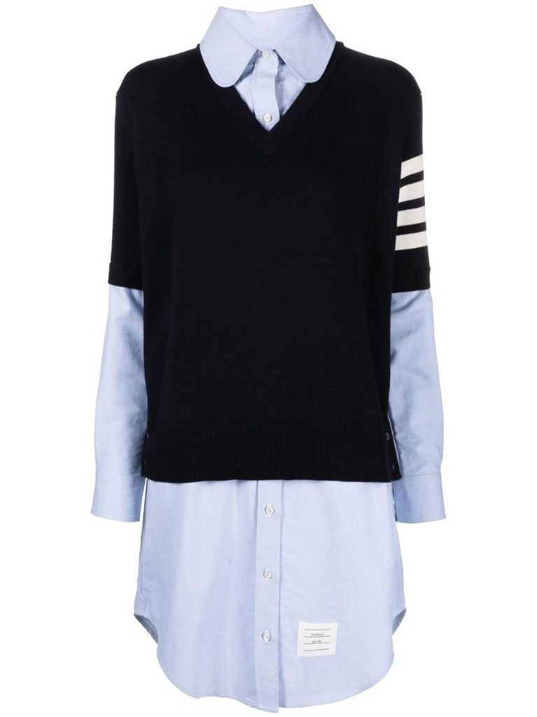 Blue Layered Cotton Shirt Dress