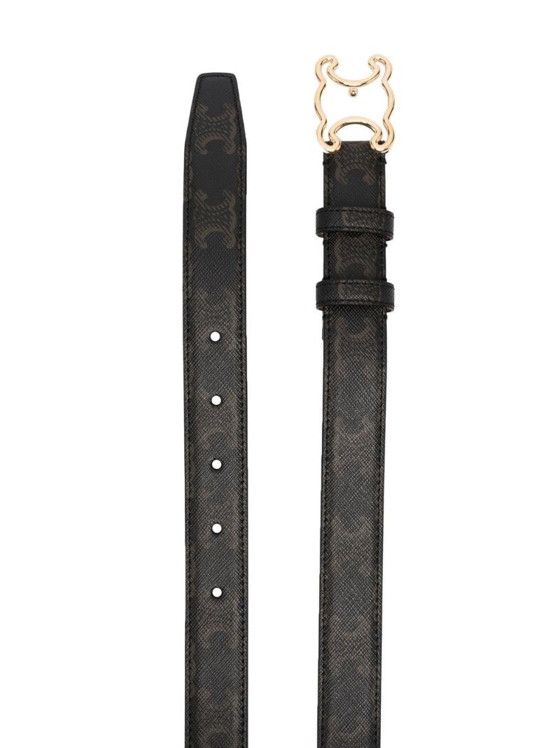 Black Triomphe Buckle Leather Belt