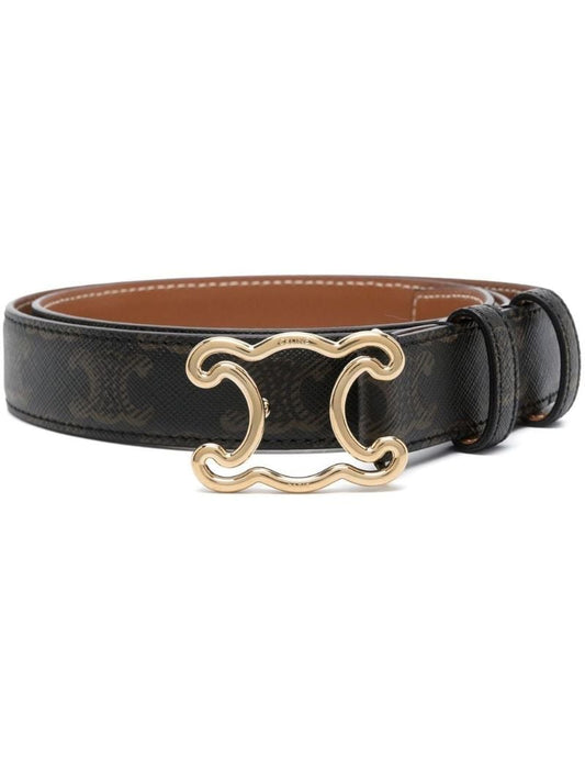 Black Triomphe Buckle Leather Belt