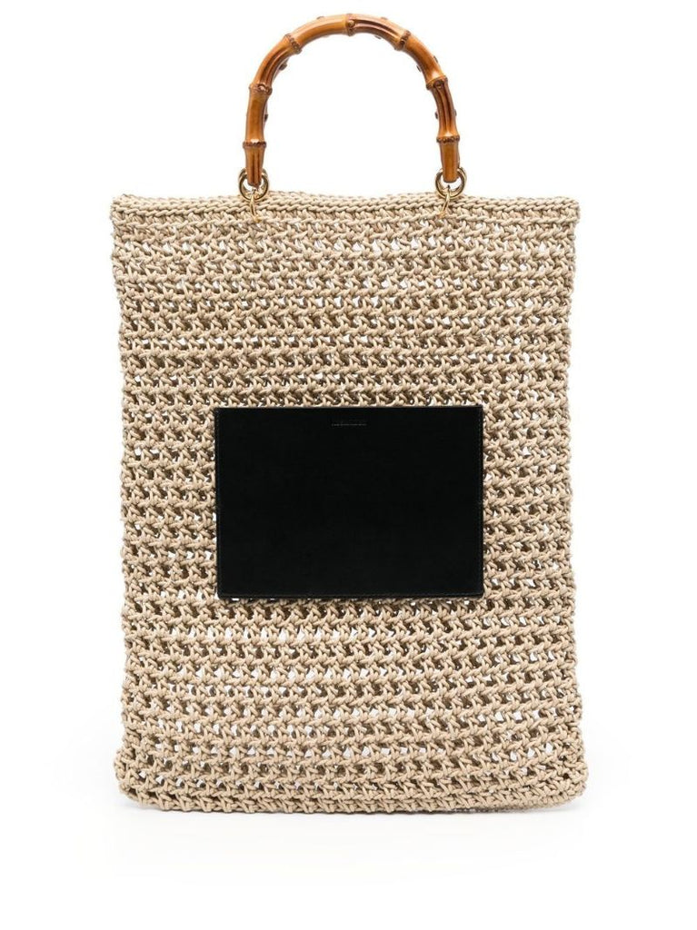 Neutral Woven Cotton Top Handle Bag