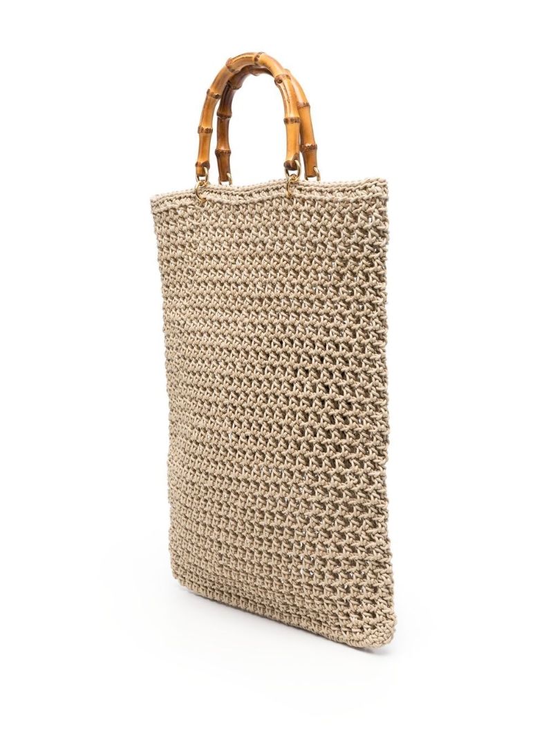 Neutral Woven Cotton Top Handle Bag