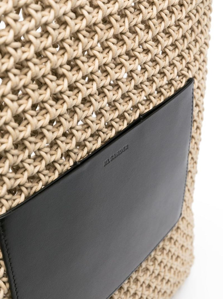 Neutral Woven Cotton Top Handle Bag