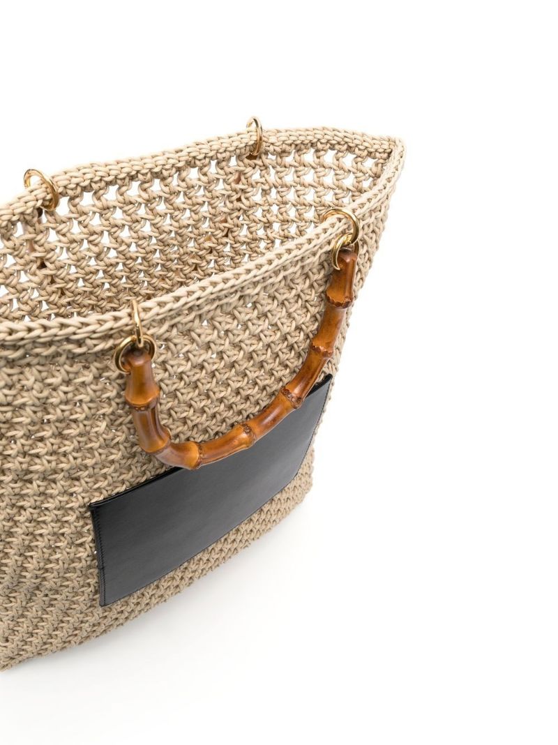 Neutral Woven Cotton Top Handle Bag