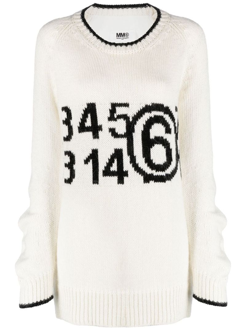 White Logo-intarsia Sweater