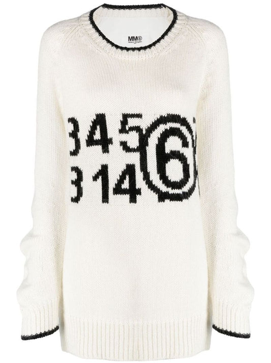 White Logo-intarsia Sweater