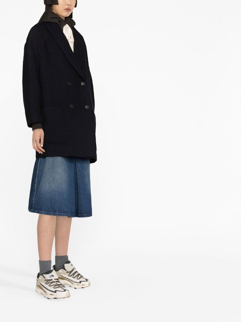 Black Double-breasted Wool Coat