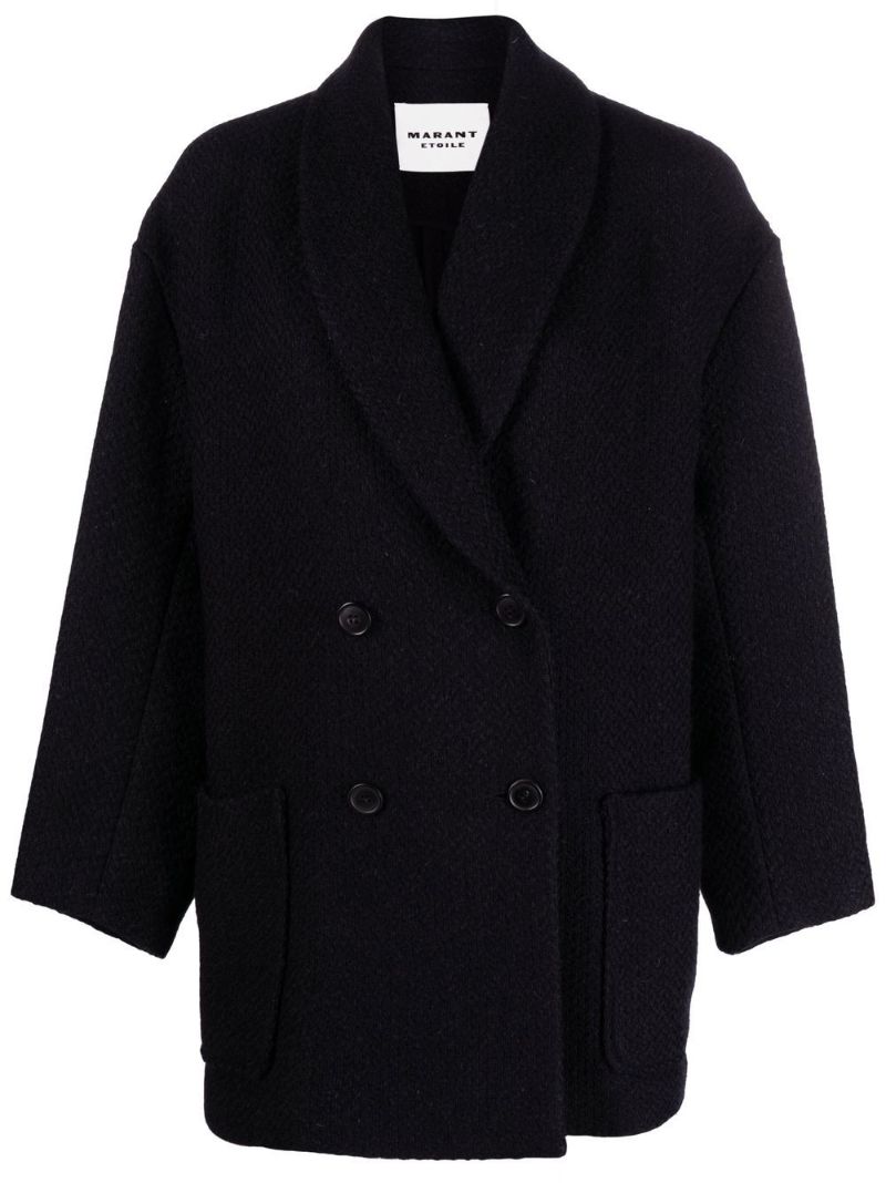 Black Double-breasted Wool Coat