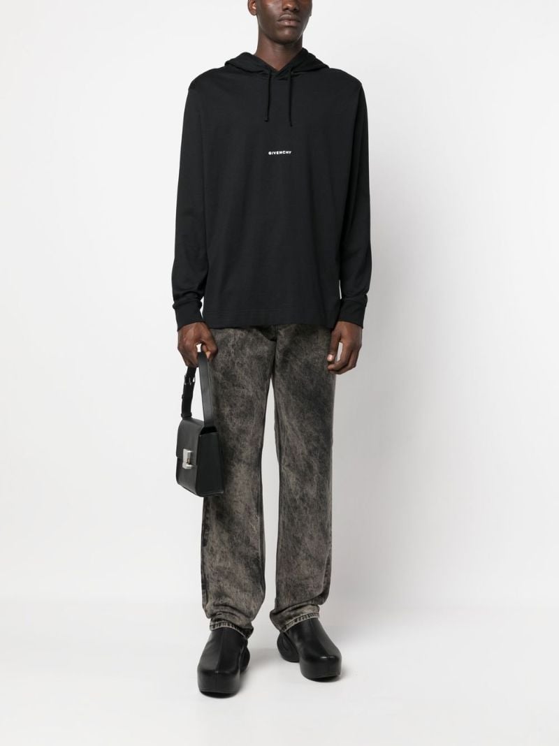 Black Stonewash Straight-leg Jeans