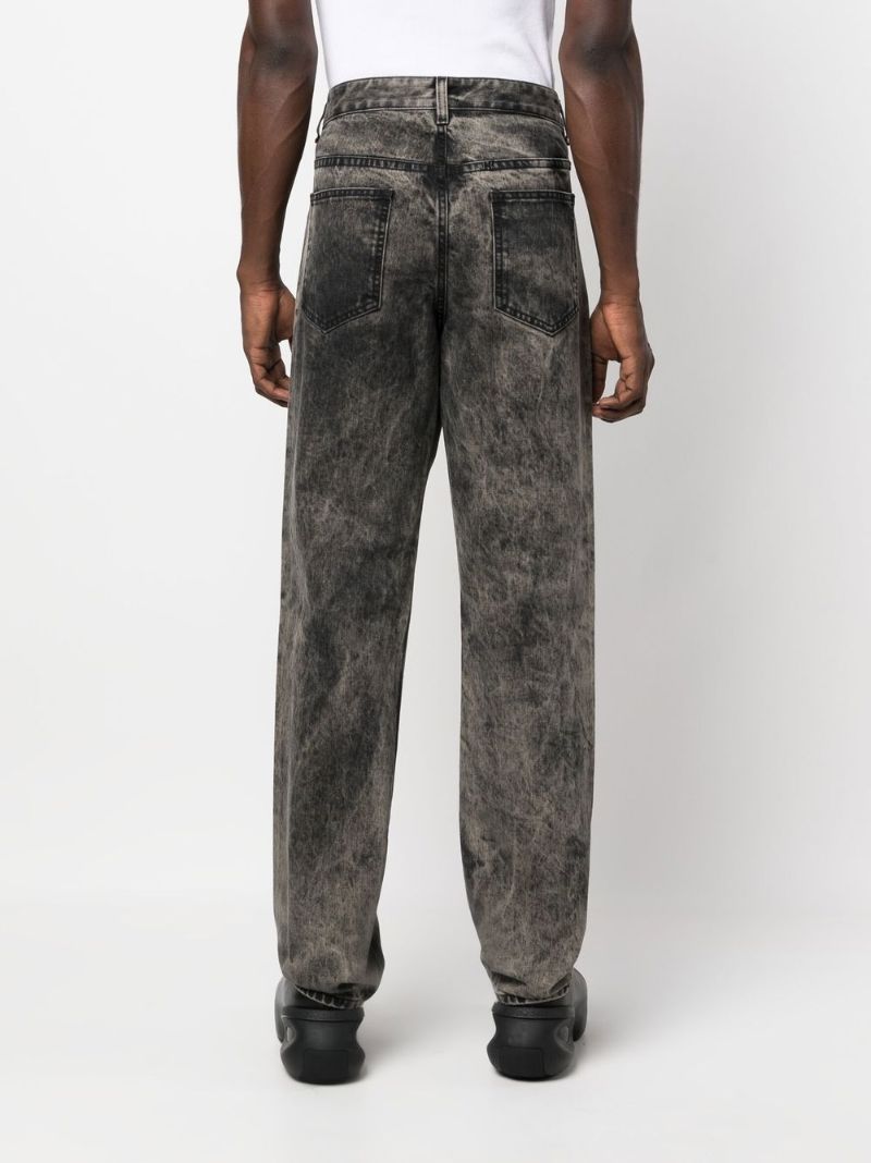 Black Stonewash Straight-leg Jeans