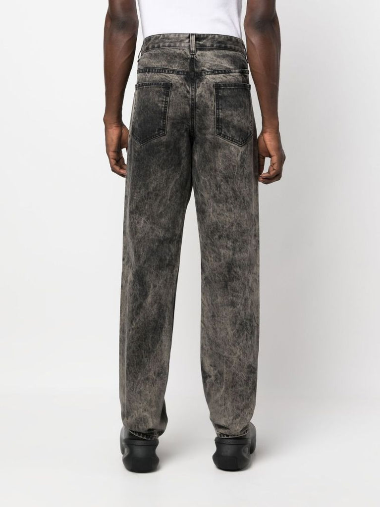 Black Stonewash Straight-leg Jeans