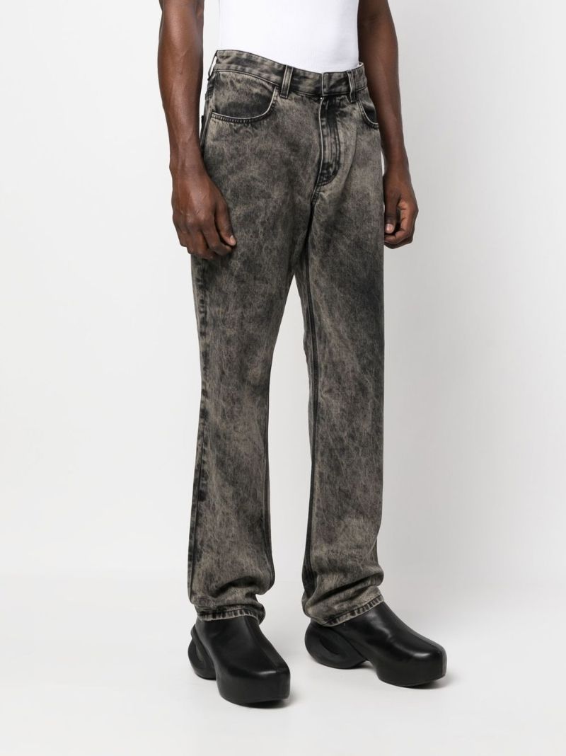 Black Stonewash Straight-leg Jeans