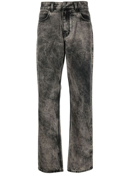 Black Stonewash Straight-leg Jeans