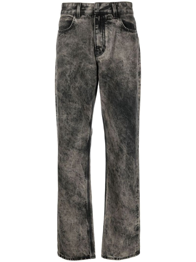 Black Stonewash Straight-leg Jeans