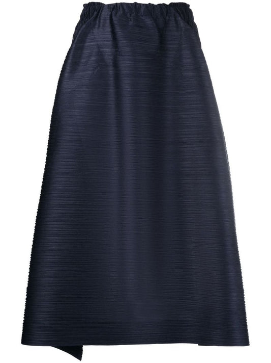 Blue  PlissÃ_x0083_Â© Flared Midi Skirt