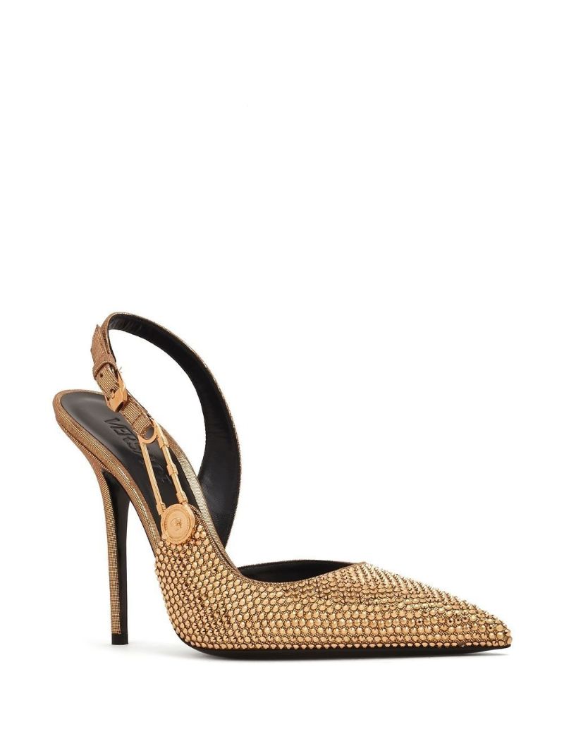 Gold Safety Pin 110 Leather Pumps