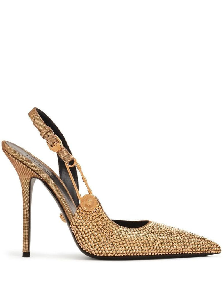 Gold Safety Pin 110 Leather Pumps