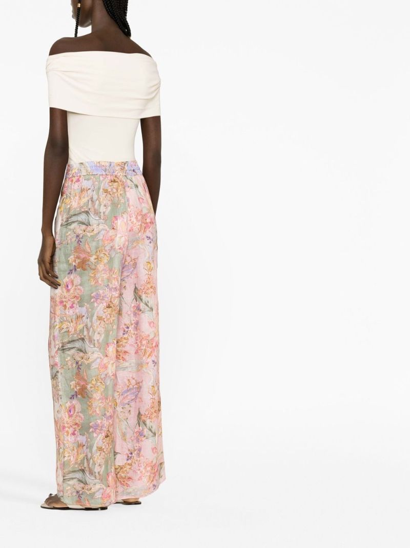 Pink Cira Printed Straight-leg Trousers