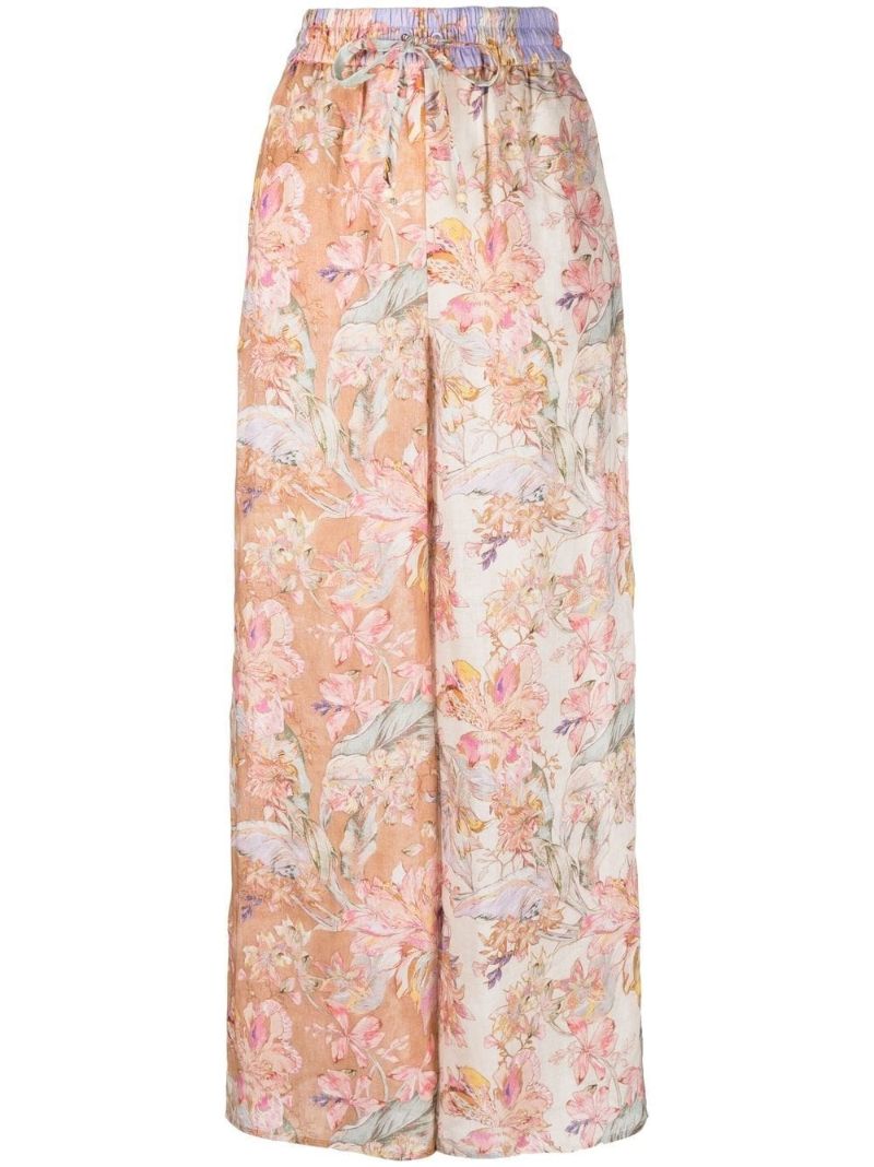 Pink Cira Printed Straight-leg Trousers