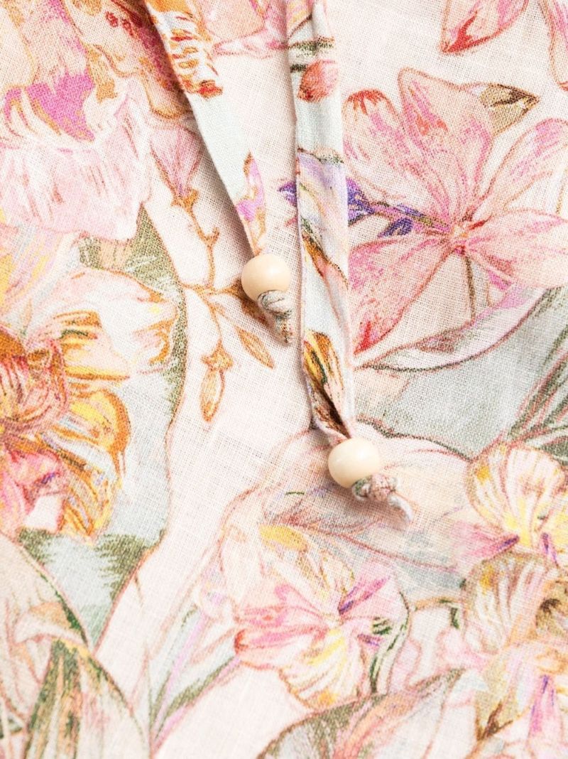 Pink Cira Printed Straight-leg Trousers