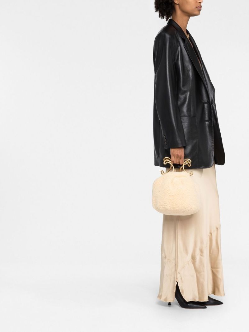 Neutral Triomphe Shearling Tote Bag