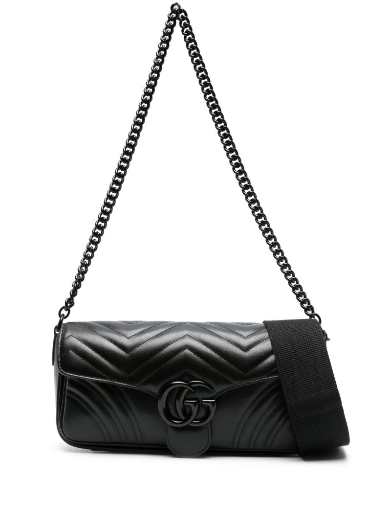 Black Gg Marmont Leather Shoulder Bag