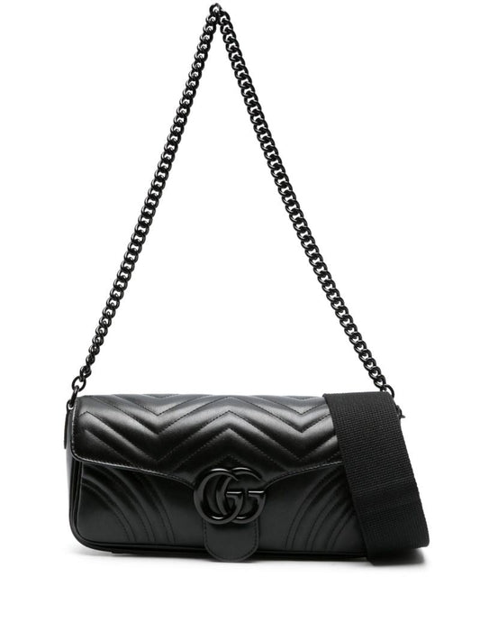 Black Gg Marmont Leather Shoulder Bag