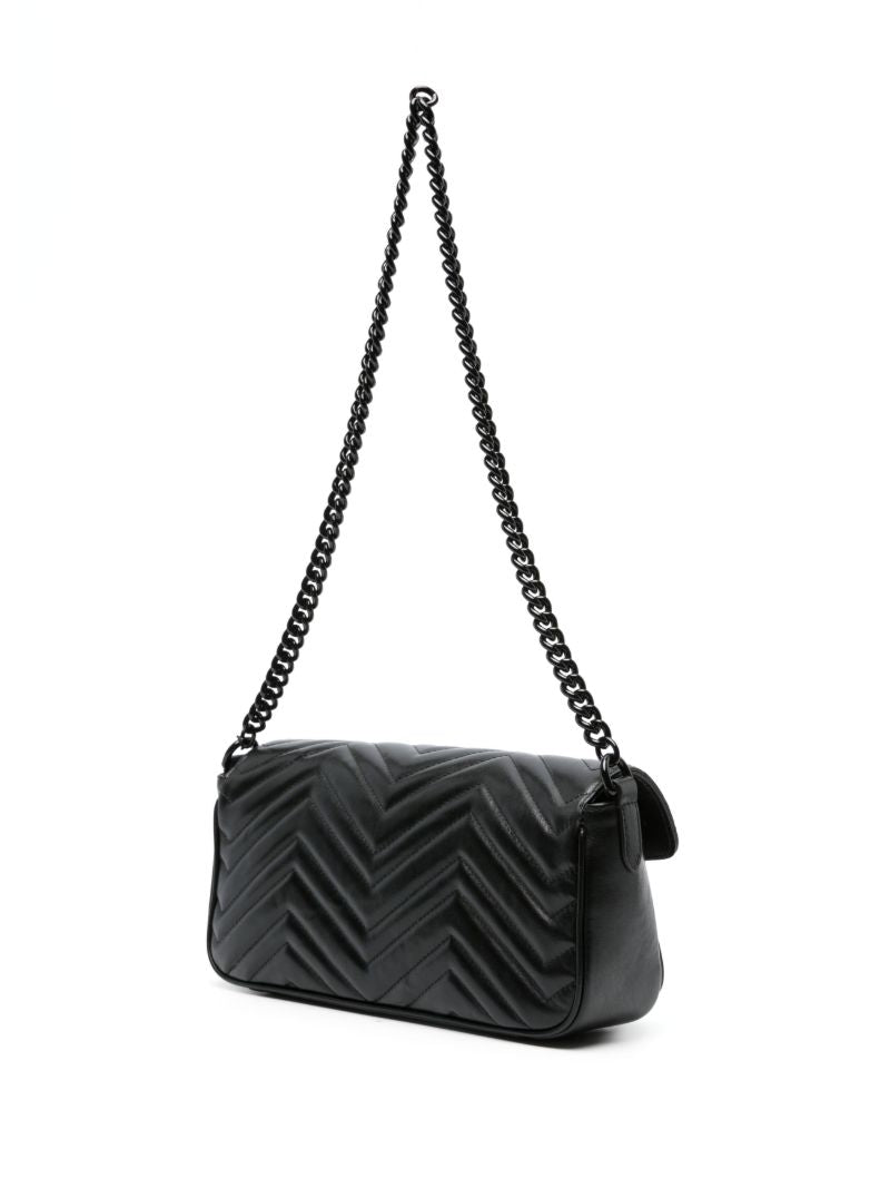 Black Gg Marmont Leather Shoulder Bag