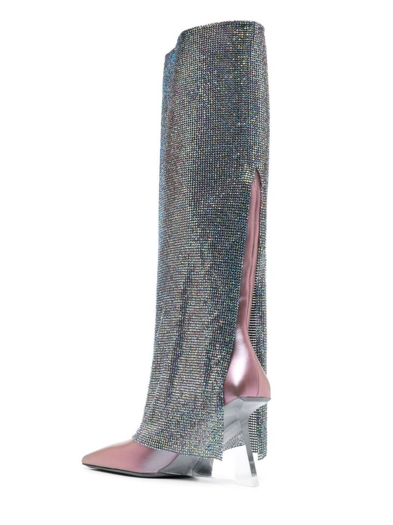 Pink Christine 90 Crystal Embellished Boots