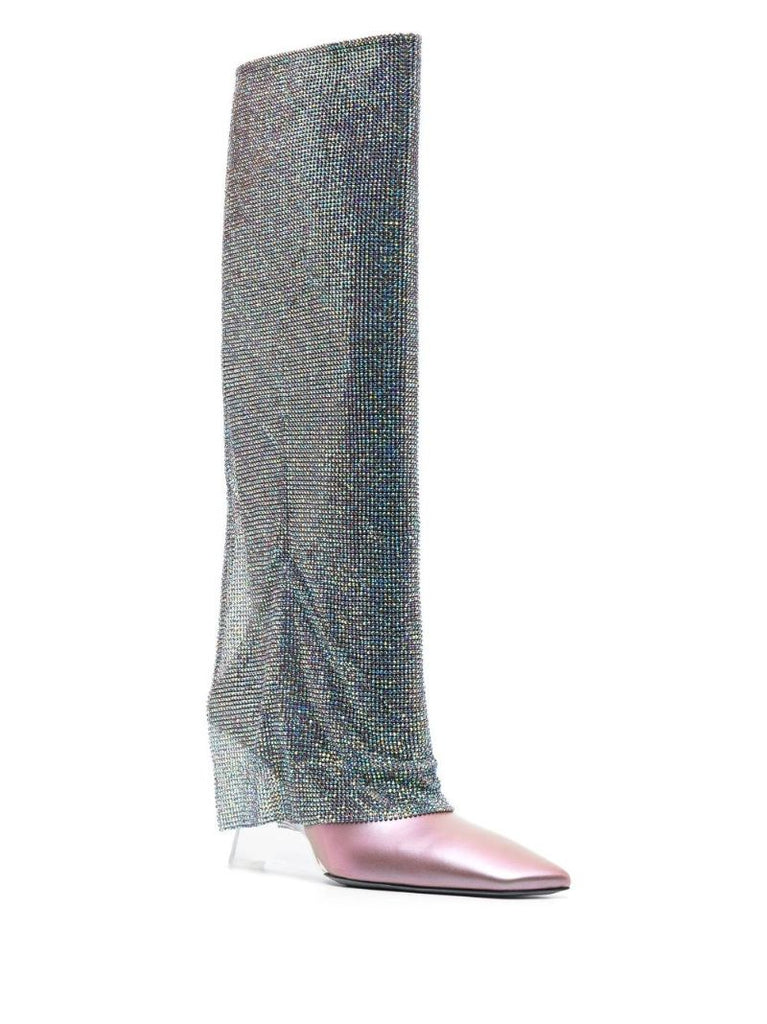 Pink Christine 90 Crystal Embellished Boots