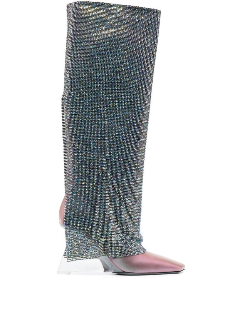 Pink Christine 90 Crystal Embellished Boots