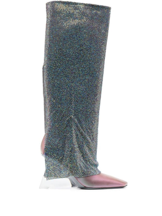 Pink Christine 90 Crystal Embellished Boots