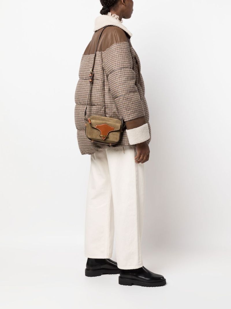 Khaki Leather Cross Body Bag