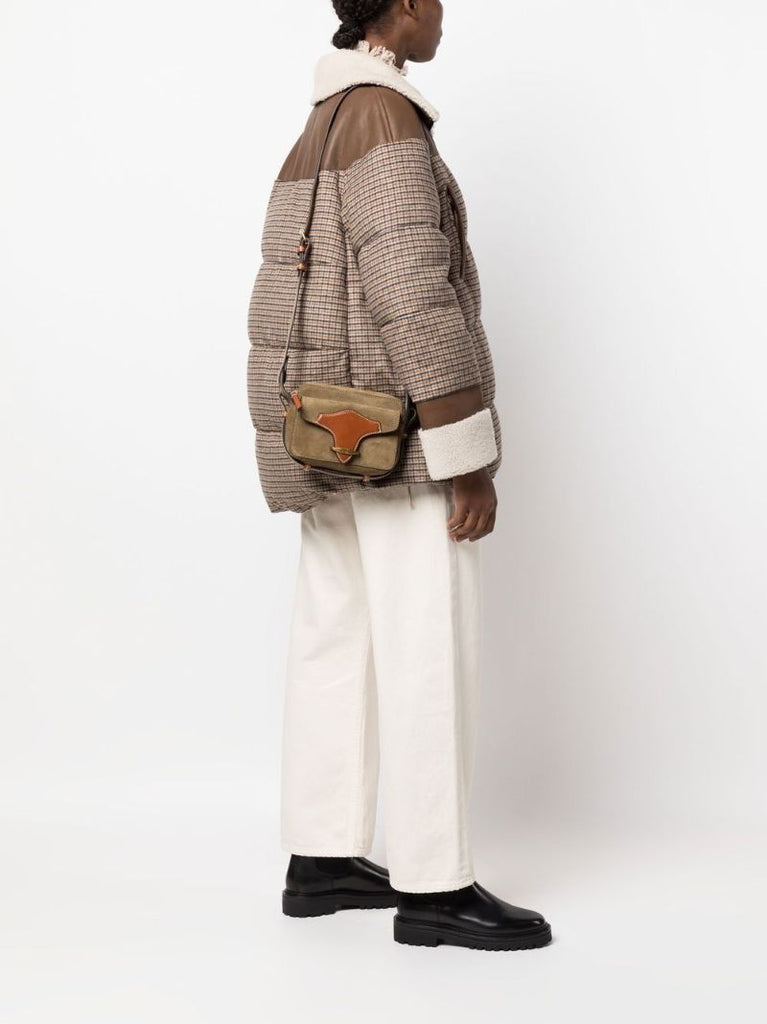 Khaki Leather Cross Body Bag