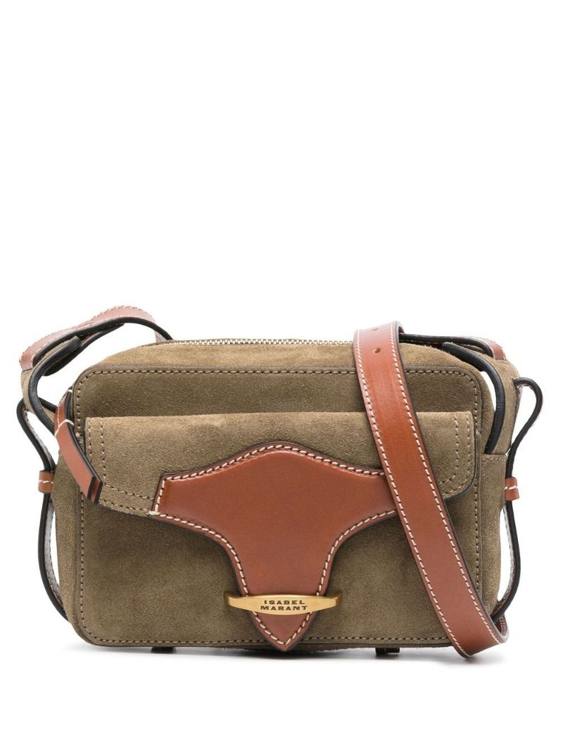 Khaki Leather Cross Body Bag