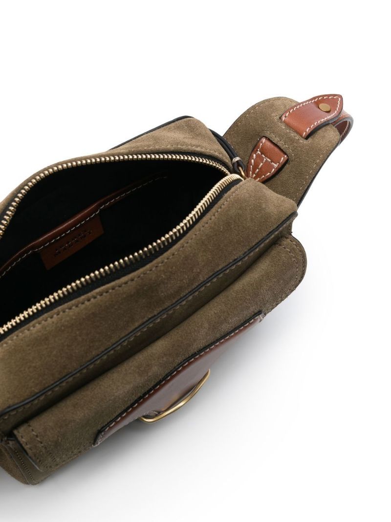 Khaki Leather Cross Body Bag
