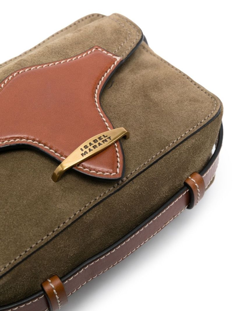 Khaki Leather Cross Body Bag