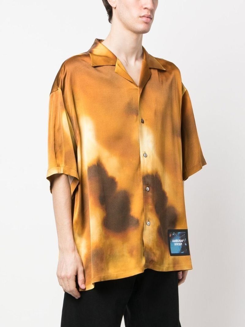 Yellow Abstract Print Bowling Shirt