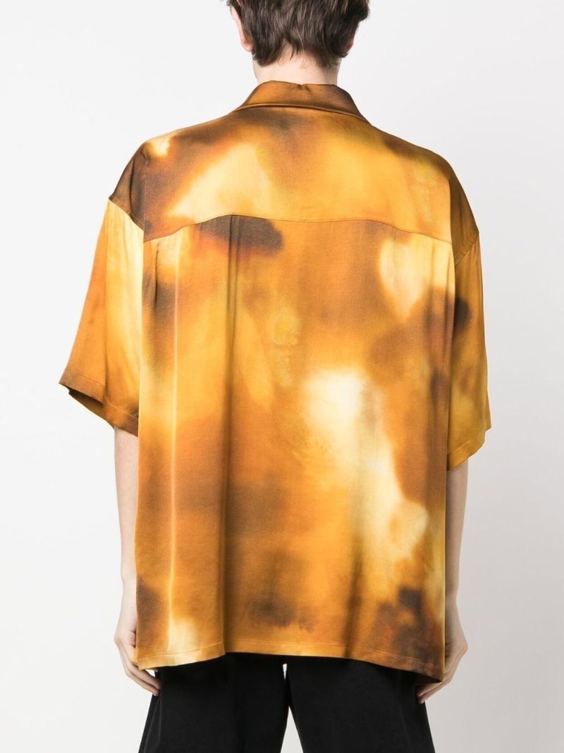 Yellow Abstract Print Bowling Shirt