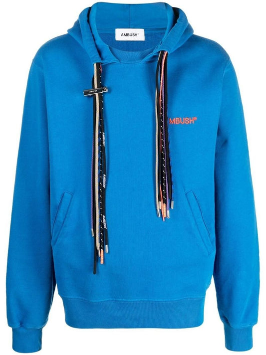 Blue Multi Cord Drawstring Cotton Hoodie