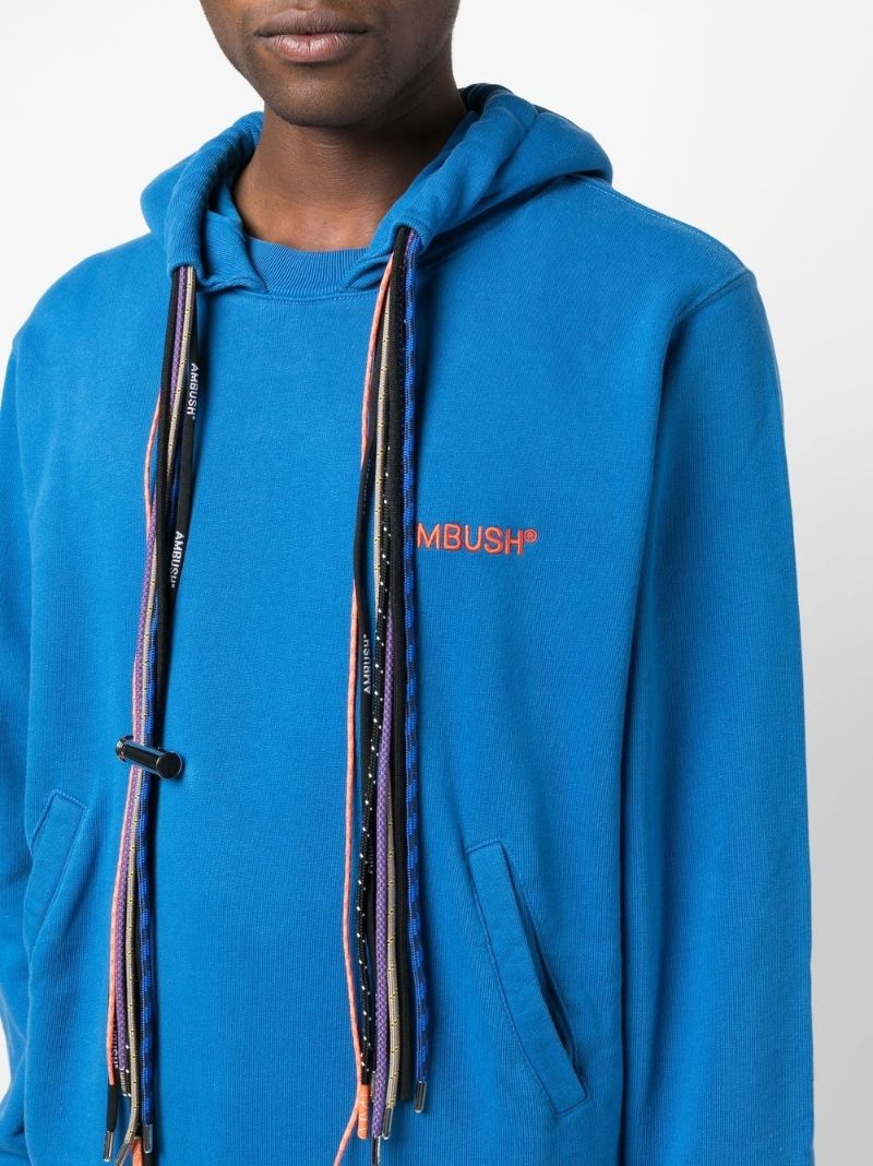 Blue Multi Cord Drawstring Cotton Hoodie