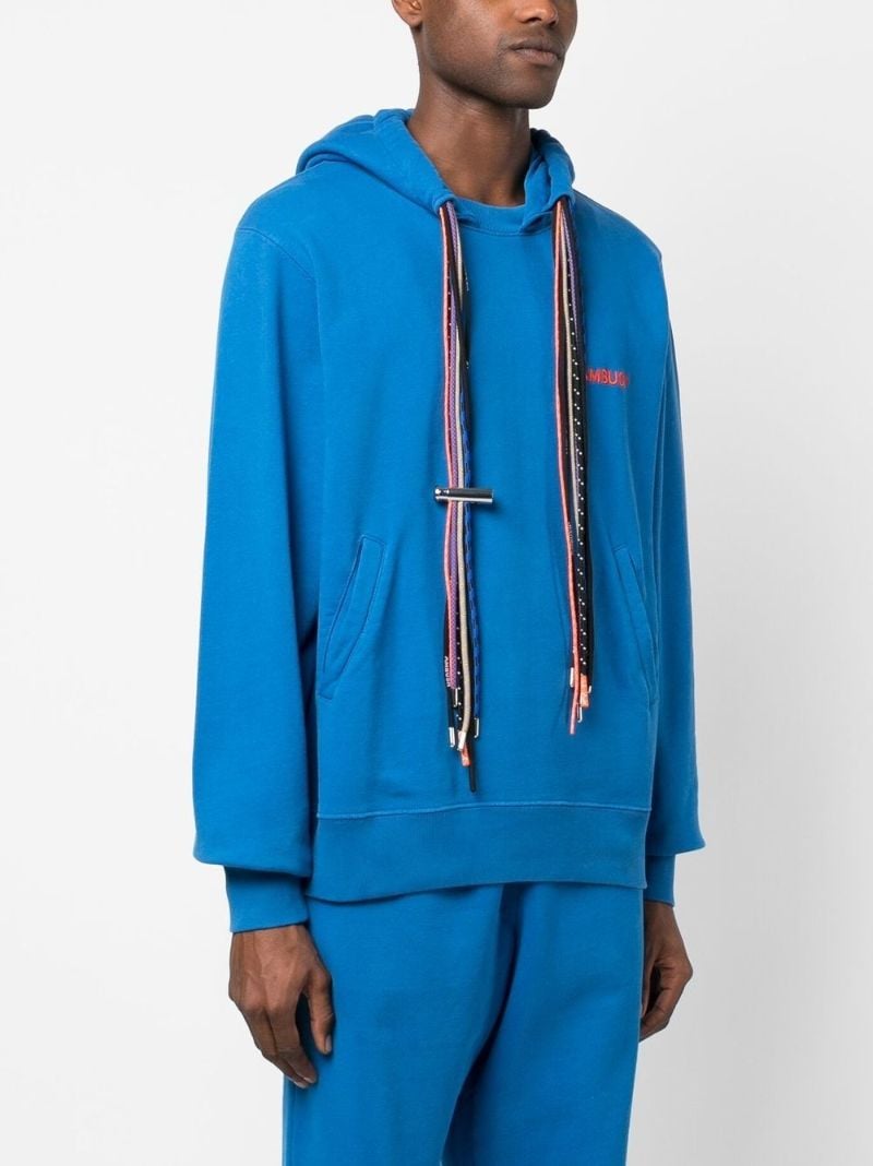 Blue Multi Cord Drawstring Cotton Hoodie