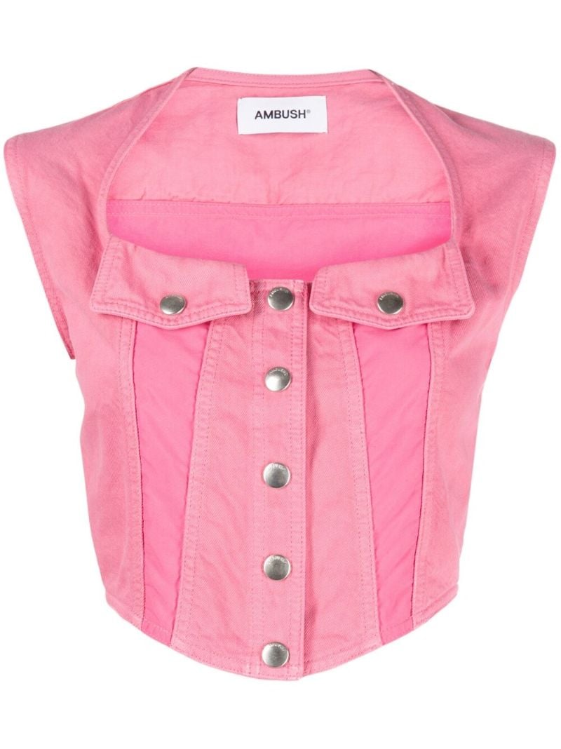 Pink Cropped Denim Top
